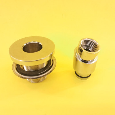 Коленце вытяж. под лейку, хром +втулка под отв.30мм. (M15 - 1/2)